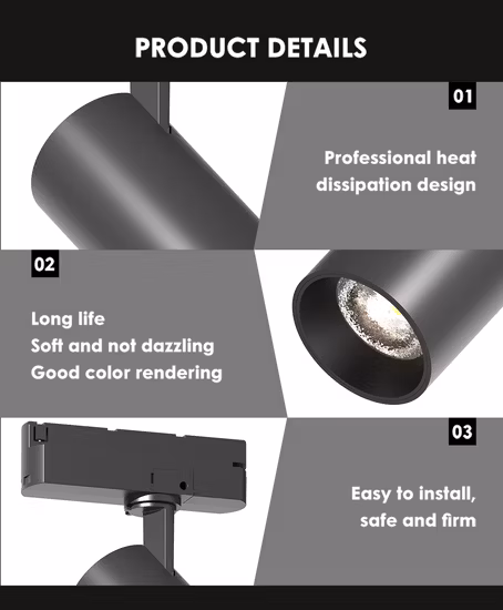 LED Track Spotlight, Black and White Aluminum Can Rotate 350&deg; Can Be Adjusted up and Down 85&deg; , 12W 20W 30W LED Spot Light